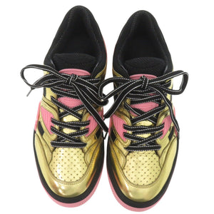 未使用品 グッチ バスケット ローカットスニーカー BASKET LOW 725905 サイズ35 (日本サイズ22cm) レザー ラバー ゴールド ピンク ブラック 靴 1540【中古】GUCCI