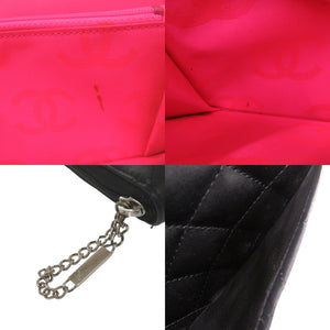 美品 シャネル カンボンライン オーガナイザー ココマーク ラウンドジップラージウォレット シルバー金具 パテントレザー ブラック ネオンピンク ９番台 黒 長財布 1547【中古】CHANEL