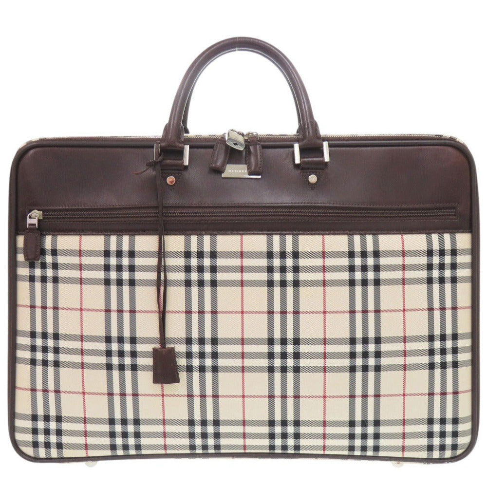 バーバリー ノバチェック キャンバス/レザー ベージュ ビジネスバッグ 1548【中古】BURBERRY