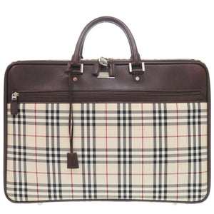 バーバリー ノバチェック キャンバス/レザー ベージュ ビジネスバッグ 1548【中古】BURBERRY