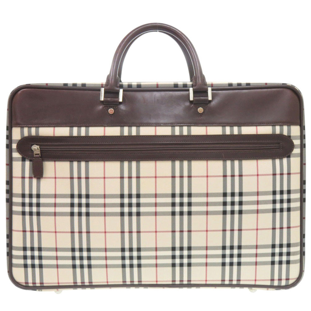 バーバリー ノバチェック キャンバス/レザー ベージュ ビジネスバッグ 1548【中古】BURBERRY