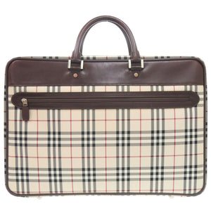 バーバリー ノバチェック キャンバス/レザー ベージュ ビジネスバッグ 1548【中古】BURBERRY