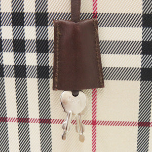 バーバリー ノバチェック キャンバス/レザー ベージュ ビジネスバッグ 1548【中古】BURBERRY