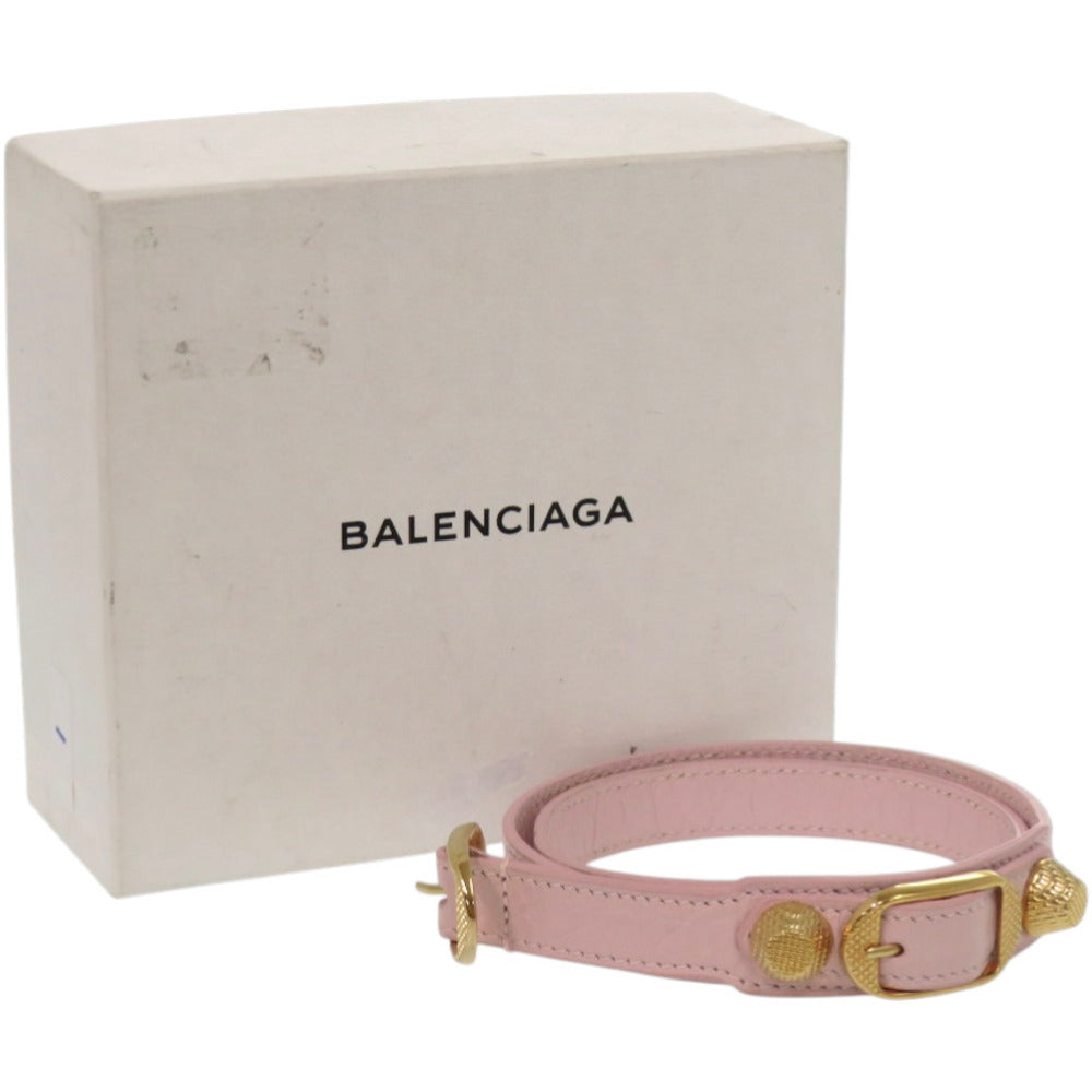 新品同様 バレンシアガ 3連 ジャイアントスタッズ 236345 レザー ピンク ブレスレット 1562【中古】BALENCIAGA