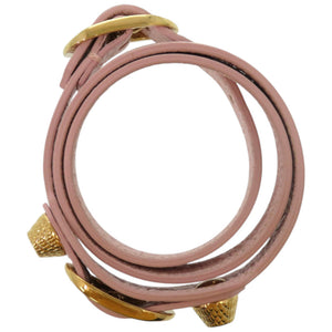 新品同様 バレンシアガ 3連 ジャイアントスタッズ 236345 レザー ピンク ブレスレット 1562【中古】BALENCIAGA