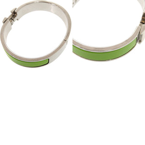 美品 エルメス クリックH クリッククラックPM メタル シルバー金具 グリーン バングル ブレスレット 緑 1595【中古】HERMES