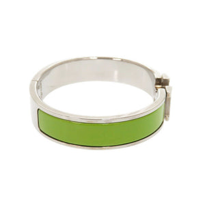 美品 エルメス クリックH クリッククラックPM メタル シルバー金具 グリーン バングル ブレスレット 緑 1595【中古】HERMES