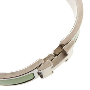 美品 エルメス クリックH クリッククラックPM メタル シルバー金具 グリーン バングル ブレスレット 緑 1595【中古】HERMES