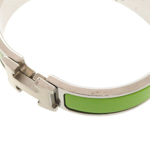 美品 エルメス クリックH クリッククラックPM メタル シルバー金具 グリーン バングル ブレスレット 緑 1595【中古】HERMES