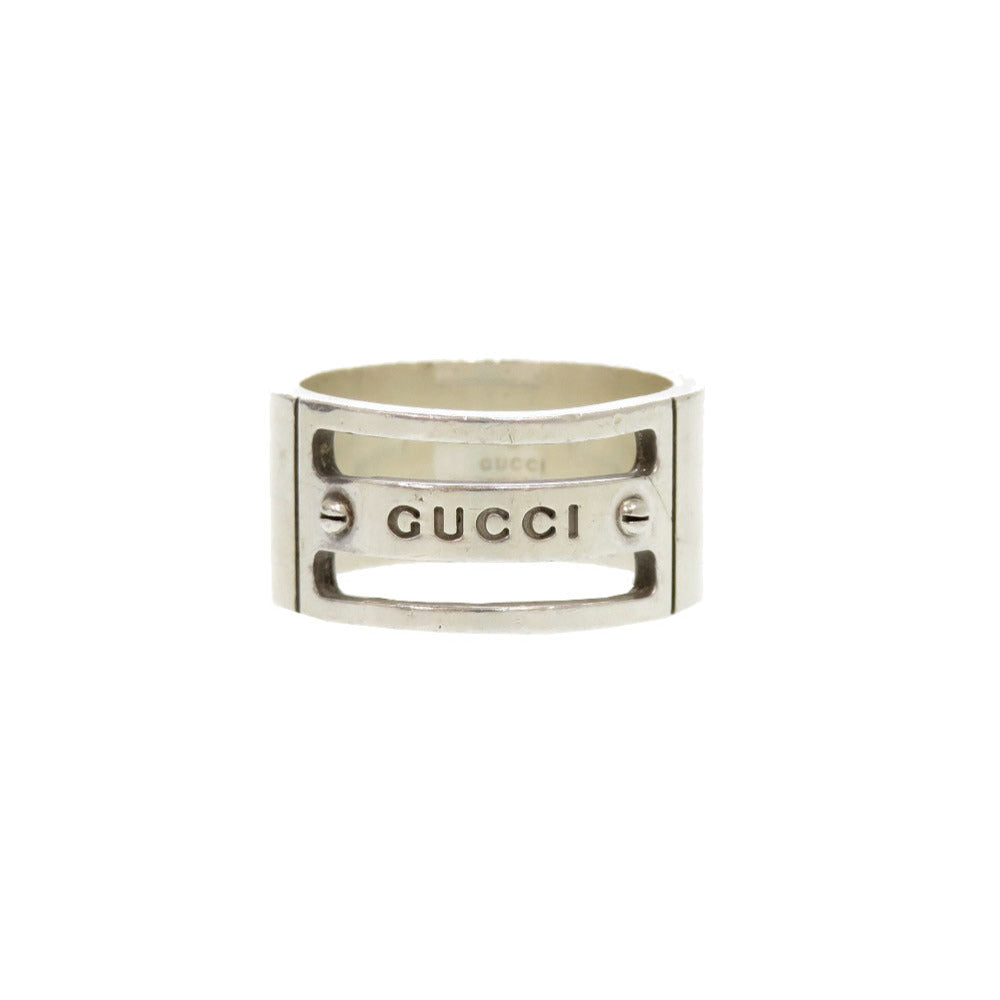 グッチ ロゴ ビス シルバー925 リング 指輪 1603【中古】GUCCI