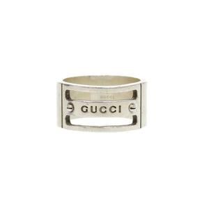 グッチ ロゴ ビス シルバー925 リング 指輪 1603【中古】GUCCI
