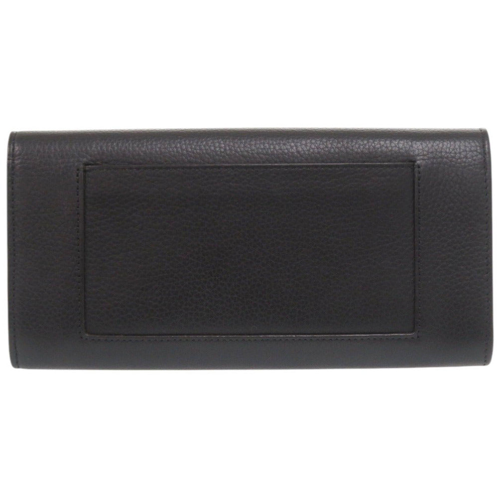 セリーヌ ラージ フラップ マルチファンクション レザー ブラック 長財布 黒 1606【中古】CELINE メンズ