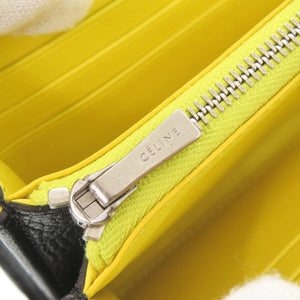 セリーヌ ラージ フラップ マルチファンクション レザー ブラック 長財布 黒 1606【中古】CELINE メンズ