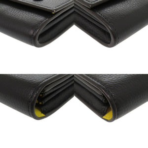 セリーヌ ラージ フラップ マルチファンクション レザー ブラック 長財布 黒 1606【中古】CELINE メンズ
