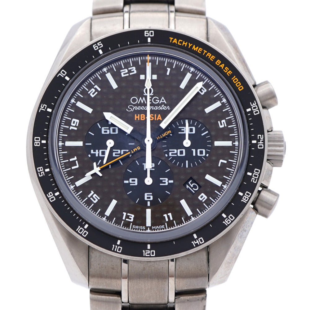 オメガ
 自動巻き スピードマスター HB-SIA ソーラーインパル GMT スコーアクシャル 321.90.44.52.01.001 腕時計
 チタン ブラック/ブラウン カーボン 1615
【中古】OMEGA メンズ