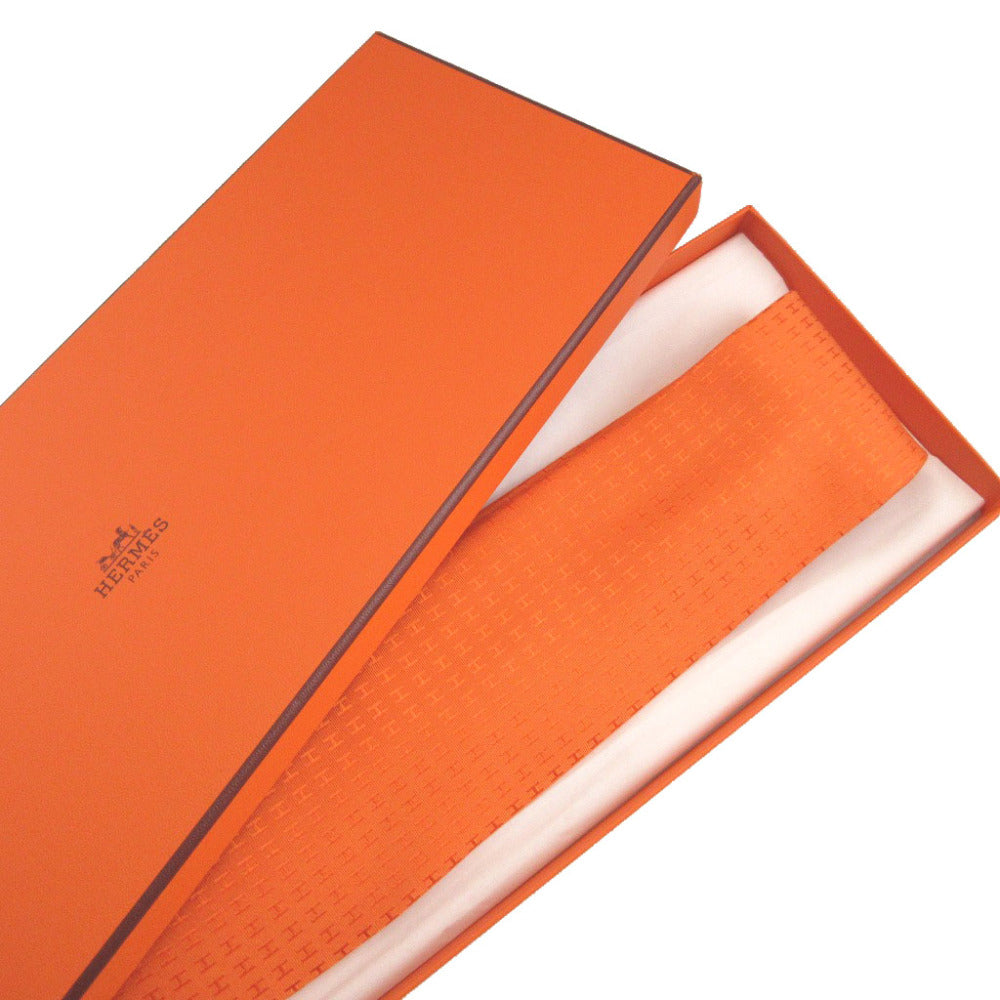 未使用 エルメス Hロゴ シルク オレンジ ネクタイ 1639【中古】HERMES