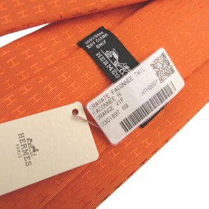 未使用 エルメス Hロゴ シルク オレンジ ネクタイ 1639【中古】HERMES