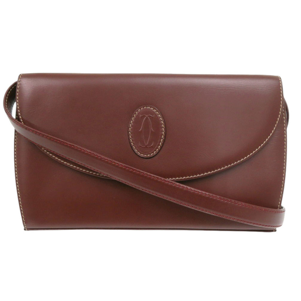 美品 カルティエ マストライン レザー レッドブラウン ショルダーバッグ 1654【中古】CARTIER