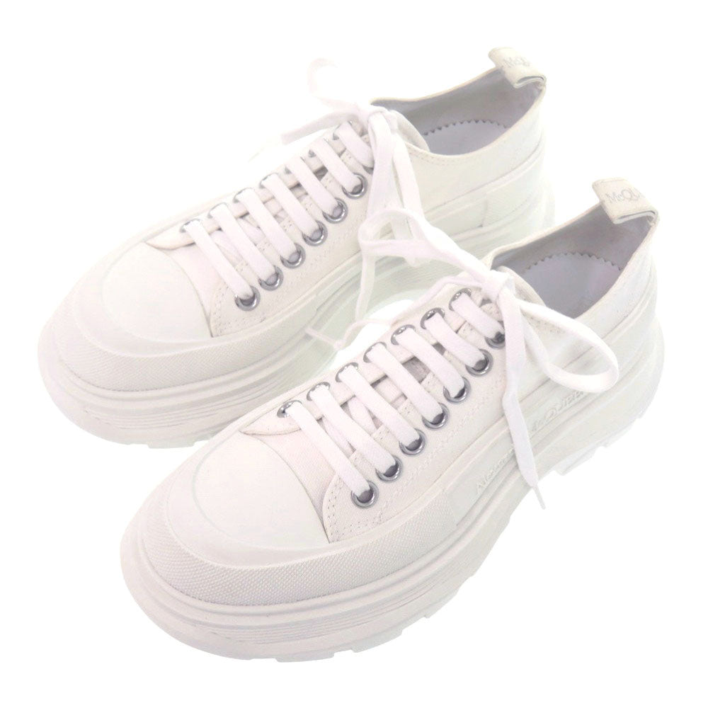 未使用品 アレキサンダーマックイーン トレッド スリック Tread Slick 厚底 697072 W4MV2 サイズ38 (日本サイズ 25cm) コットン ラバー ホワイト スニーカー 1663【中古】Alexander McQueen