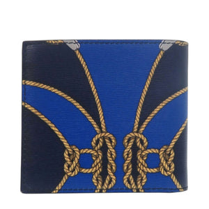 未使用 バリー Crsbifold 8CC N 航海 761346608558 レザー ネイビー 二つ折り財布 1666【中古】BALLY
