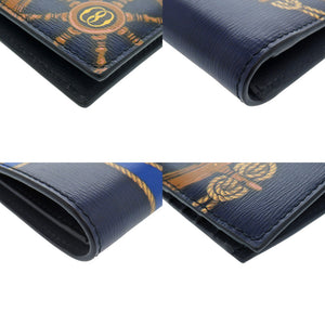 未使用 バリー Crsbifold 8CC N 航海 761346608558 レザー ネイビー 二つ折り財布 1666【中古】BALLY