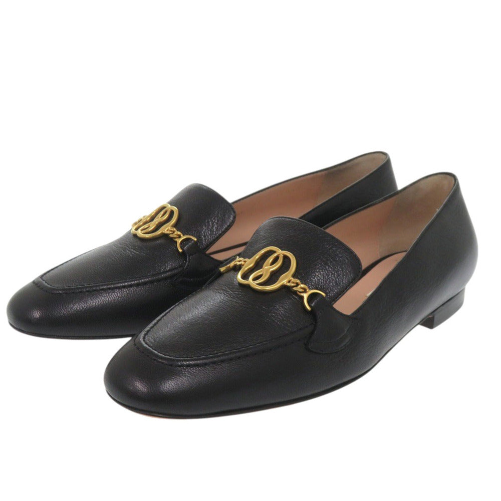美品 バリー Obrien ローファー レザー ブラック ゴールド 黒 1671【中古】BALLY