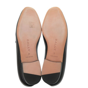 美品 バリー Obrien ローファー レザー ブラック ゴールド 黒 1671【中古】BALLY