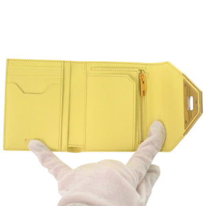 未使用品 バリー TILT COMPACT W 型押し WLO05H-VT382 ゴールド金具 レザー イエロー 黄色 三つ折り財布 1674【中古】BALLY
