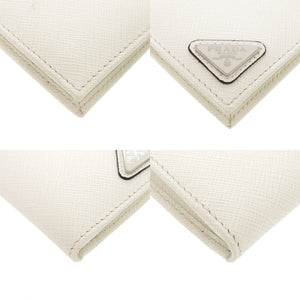 美品 プラダ サフィアーノ トライアングル ホワイト カードケース 白 1677【中古】PRADA