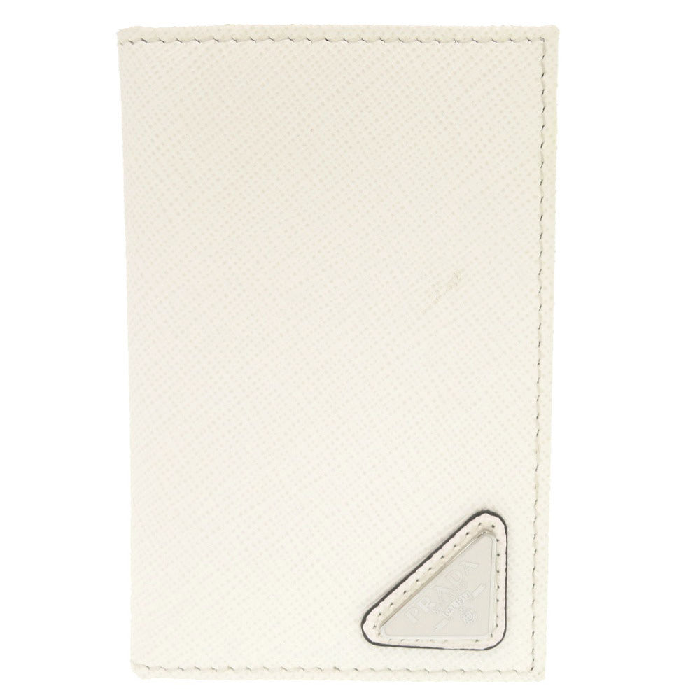 美品 プラダ サフィアーノ トライアングル ホワイト カードケース 白 1677【中古】PRADA