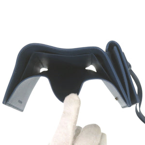 未使用品 バレンシアガ ネオクラシック NEOCLASSIC ミニウォレット 640107 4403 R 131 ガンメタリック金具 レザー ブルー 三つ折り財布 1690【中古】BALENCIAGA