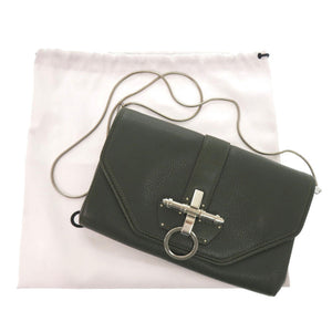 美品 ジバンシィ オブセディア レザー ダークグリーン ショルダーバッグ クラッチバッグ 緑 1694【中古】GIVENCHY