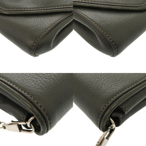 美品 ジバンシィ オブセディア レザー ダークグリーン ショルダーバッグ クラッチバッグ 緑 1694【中古】GIVENCHY