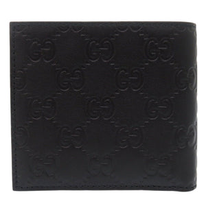 未使用品 グッチ グッチシマ 181671 2184 シルバー金具 レザー ブラック 二つ折り財布 1712【中古】GUCCI