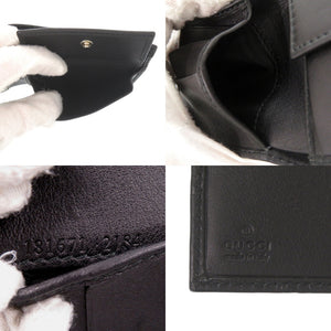 未使用品 グッチ グッチシマ 181671 2184 シルバー金具 レザー ブラック 二つ折り財布 1712【中古】GUCCI