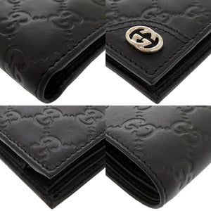 未使用品 グッチ グッチシマ 181671 2184 シルバー金具 レザー ブラック 二つ折り財布 1712【中古】GUCCI