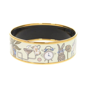 美品 エルメス エマイユGM Tea for Two ティーフォートゥー メタル マルチカラー バングル ブレスレット 1713【中古】HERMES