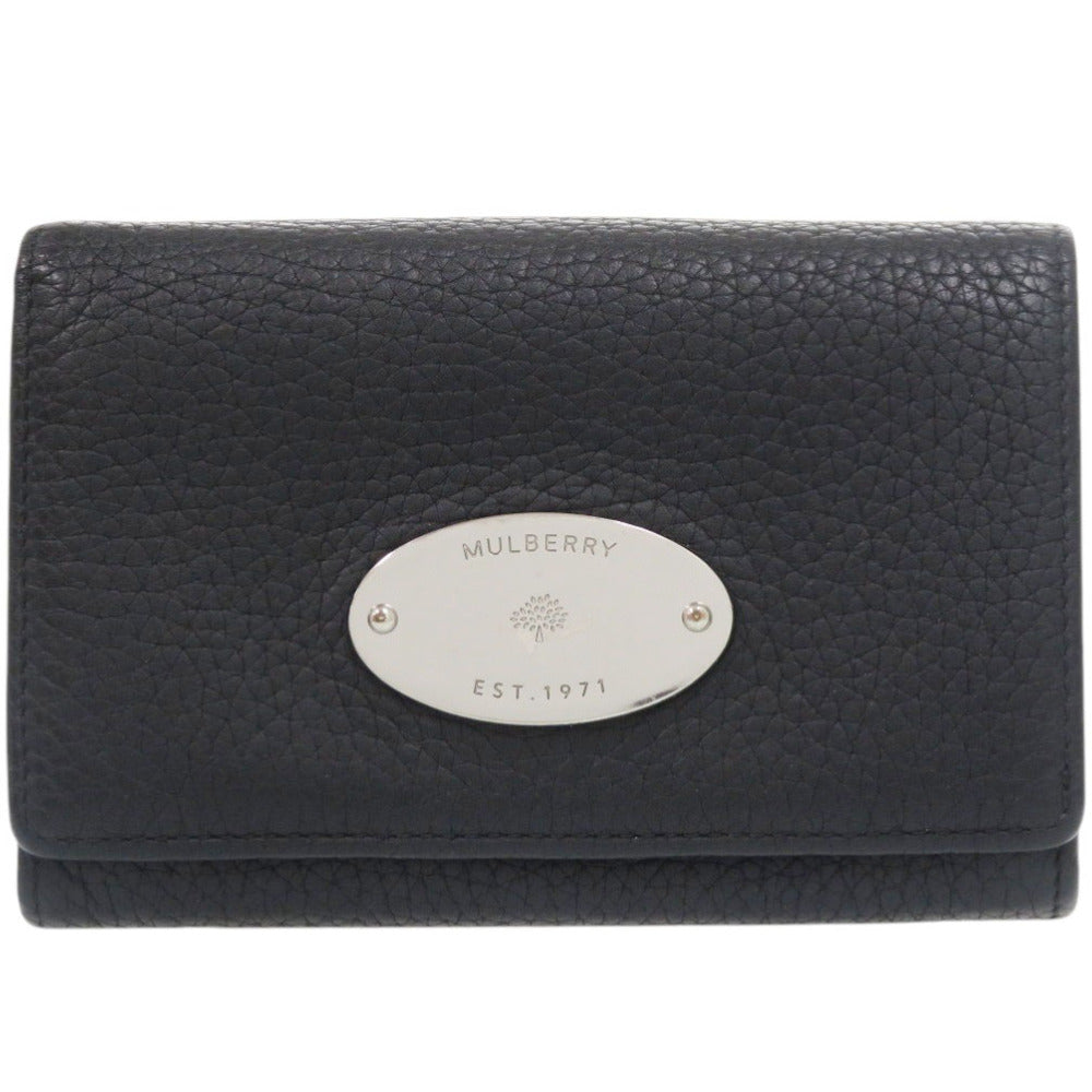 美品 マルベリー レザー ブラック 二つ折り財布 黒 1782【中古】MULBERRY メンズ