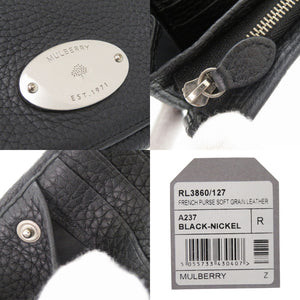美品 マルベリー レザー ブラック 二つ折り財布 黒 1782【中古】MULBERRY メンズ