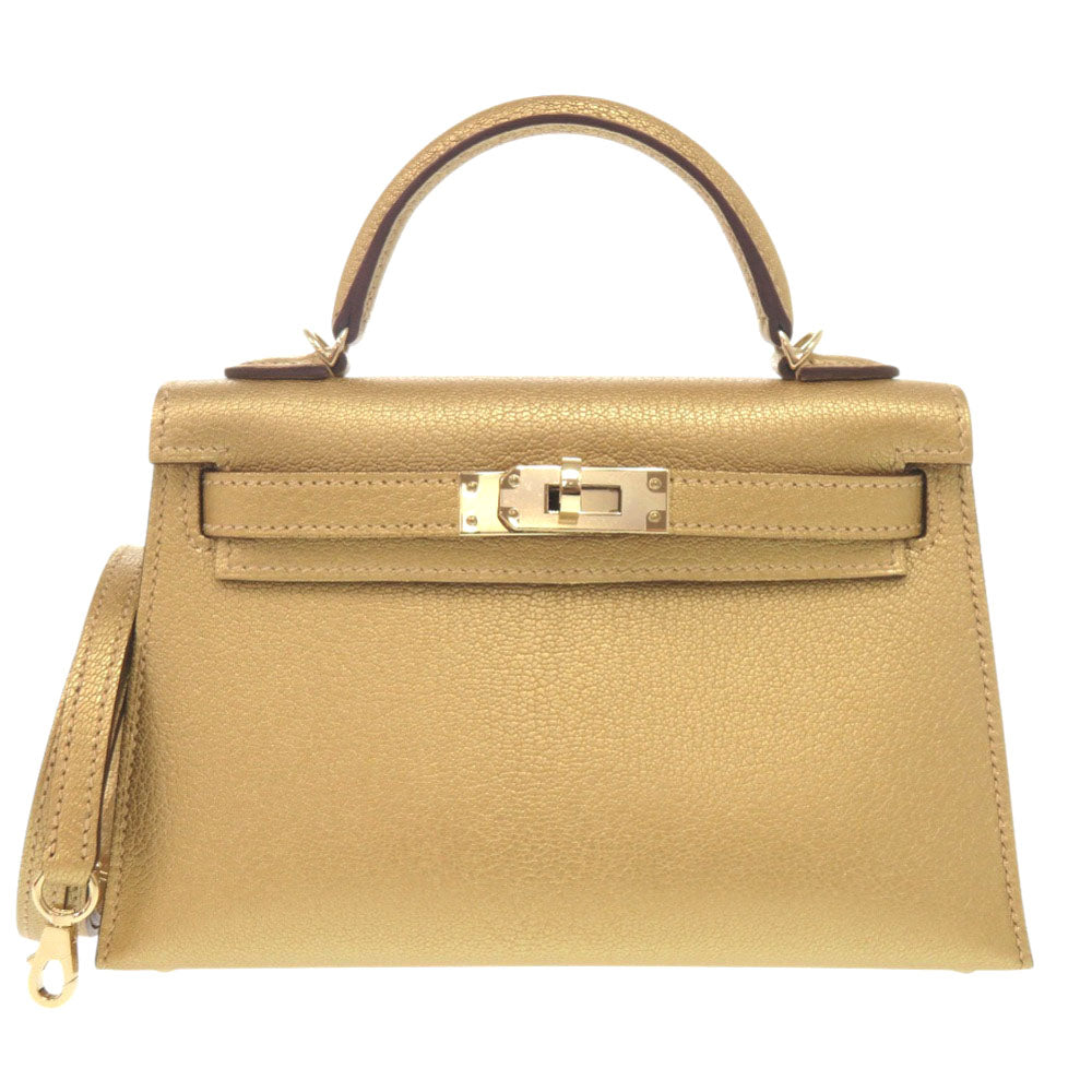 未使用 エルメス ミニケリードゥ シェーブルシャムキラ ドレ シャンパンゴールド金具 K刻印(2025年製) 2WAYハンドバッグ 金 1784 【中古】 HERMES ケリー20 ケリー ミニ 2