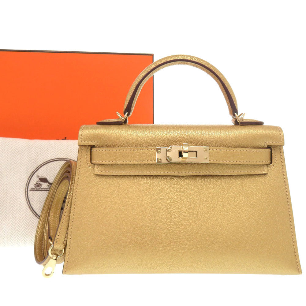 未使用 エルメス ミニケリードゥ シェーブルシャムキラ ドレ シャンパンゴールド金具 K刻印(2025年製) 2WAYハンドバッグ 金 1784 【中古】 HERMES ケリー20 ケリー ミニ 2