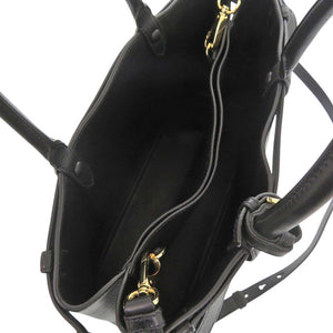 新品同様 プラダ ダブルベルト ミディアム 1BA417 ソフトグレインレザー ブラック 2way ハンドバッグ 黒 1821【中古】PRADA