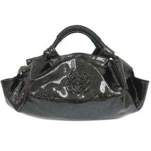 ロエベ ナッパアイレ ラメ パテントレザー ブラック ハンドバッグ 黒 0002【中古】LOEWE