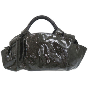ロエベ ナッパアイレ ラメ パテントレザー ブラック ハンドバッグ 黒 0002【中古】LOEWE