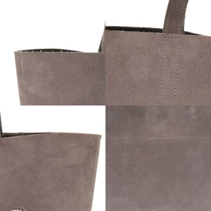 美品 ロンシャン ショップイット SHOP IT ミディアム シルバー金具 スエード グレー トートバッグ 0003【中古】Longchamp