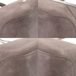 美品 ロンシャン ショップイット SHOP IT ミディアム シルバー金具 スエード グレー トートバッグ 0003【中古】Longchamp