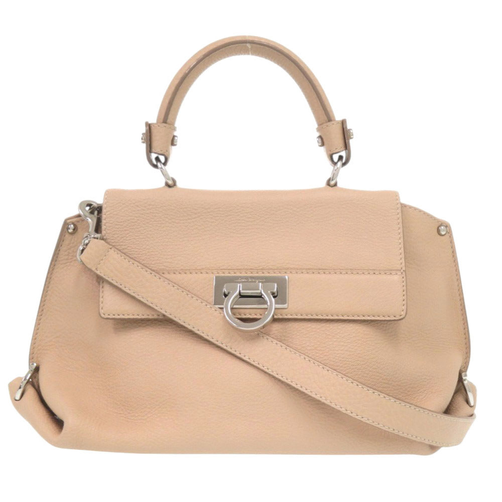 美品 サルヴァトーレフェラガモ ソフィア ガンチーニ BW-21 レザー ピンク 2way ハンドバッグ 0006【中古】Salvatore Ferragamo
