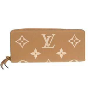 ルイ ヴィトン ポルトフォイユ クレマンス モノグラムアンプラント ベージュ 長財布 LV 0007【中古】LOUIS VUITTON