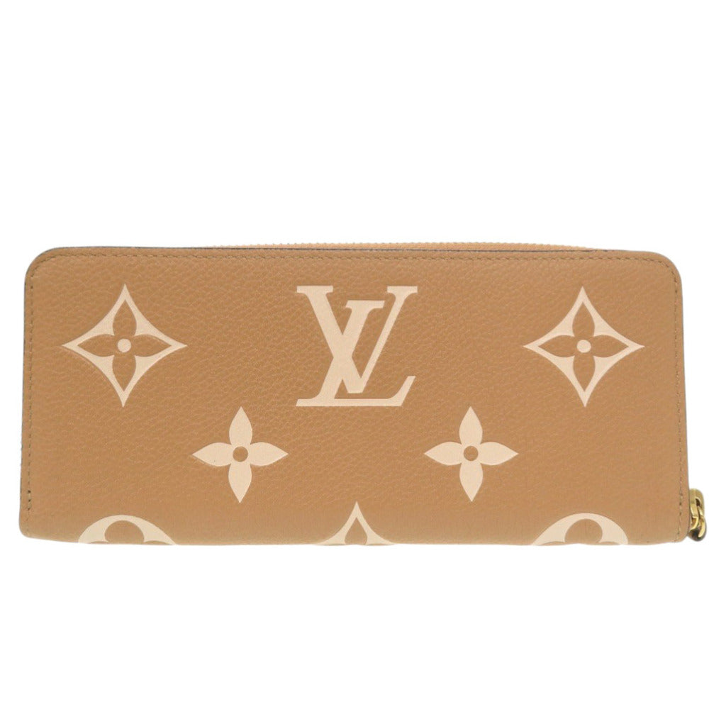 ルイ ヴィトン ポルトフォイユ クレマンス モノグラムアンプラント ベージュ 長財布 LV 0007【中古】LOUIS VUITTON