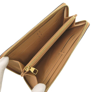 ルイ ヴィトン ポルトフォイユ クレマンス モノグラムアンプラント ベージュ 長財布 LV 0007【中古】LOUIS VUITTON